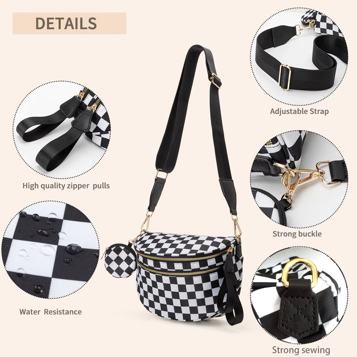 CHECKERED XXL BUM BAG